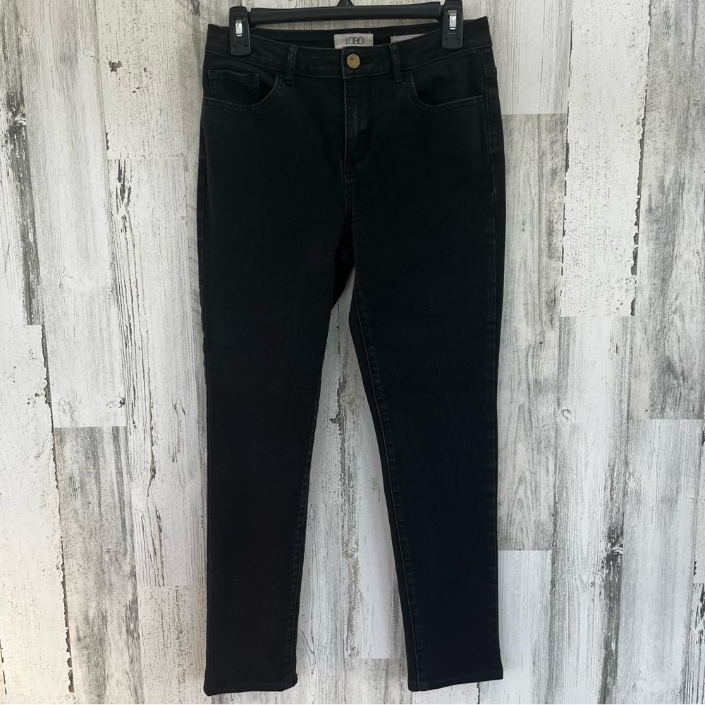 LOGO by Lori Goldstein Black High Waisted Straight Jeans 6